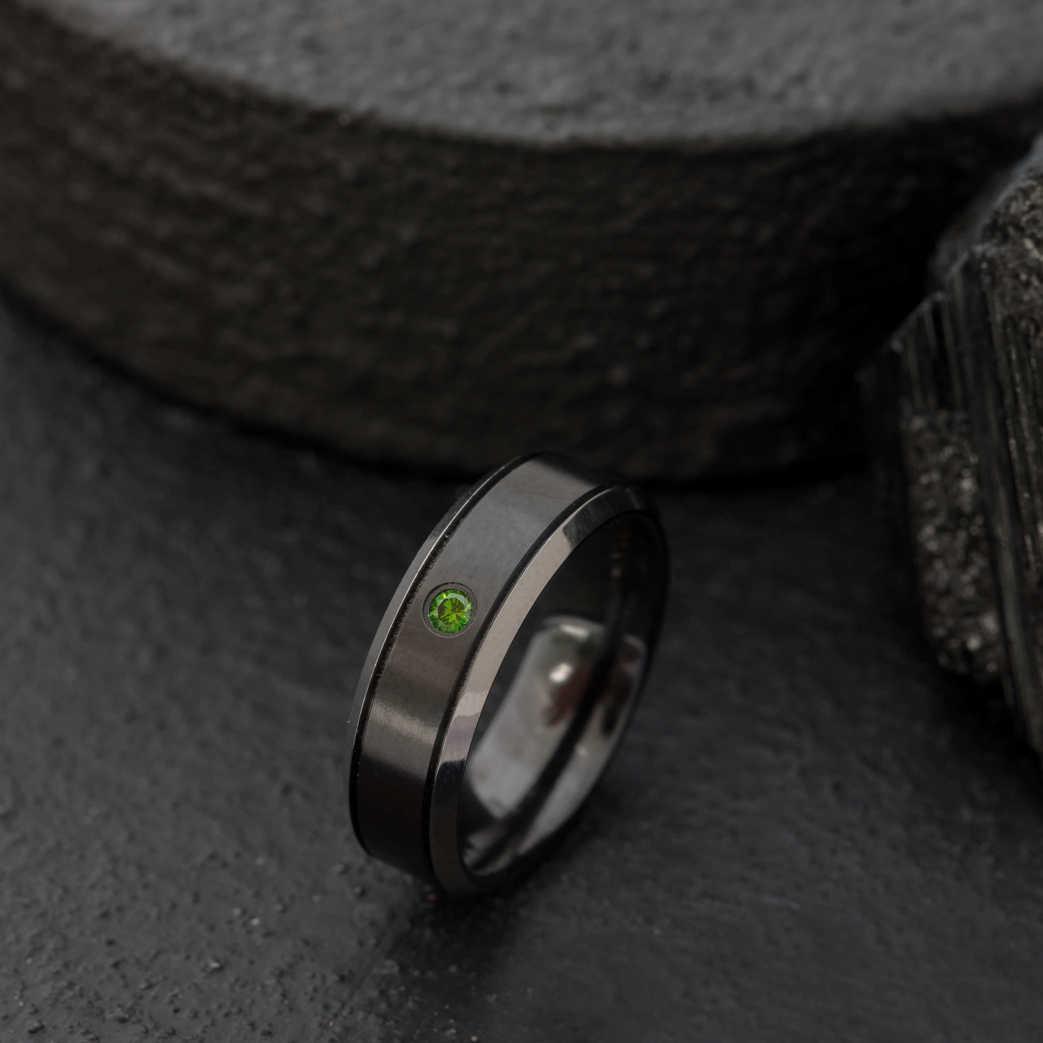 Diamond Set Black Zirconium Rings