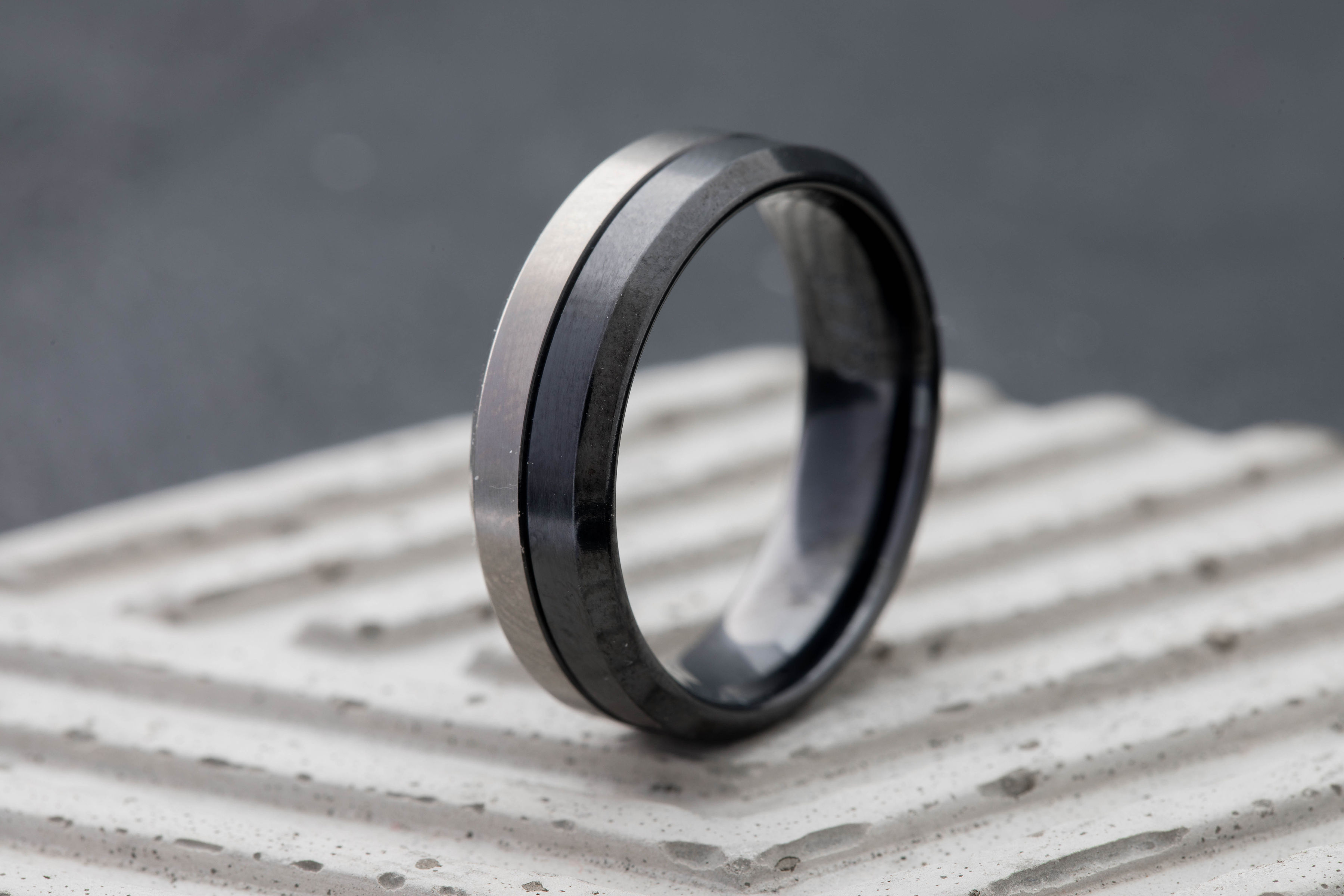 Two Tone Black Zirconium Rings